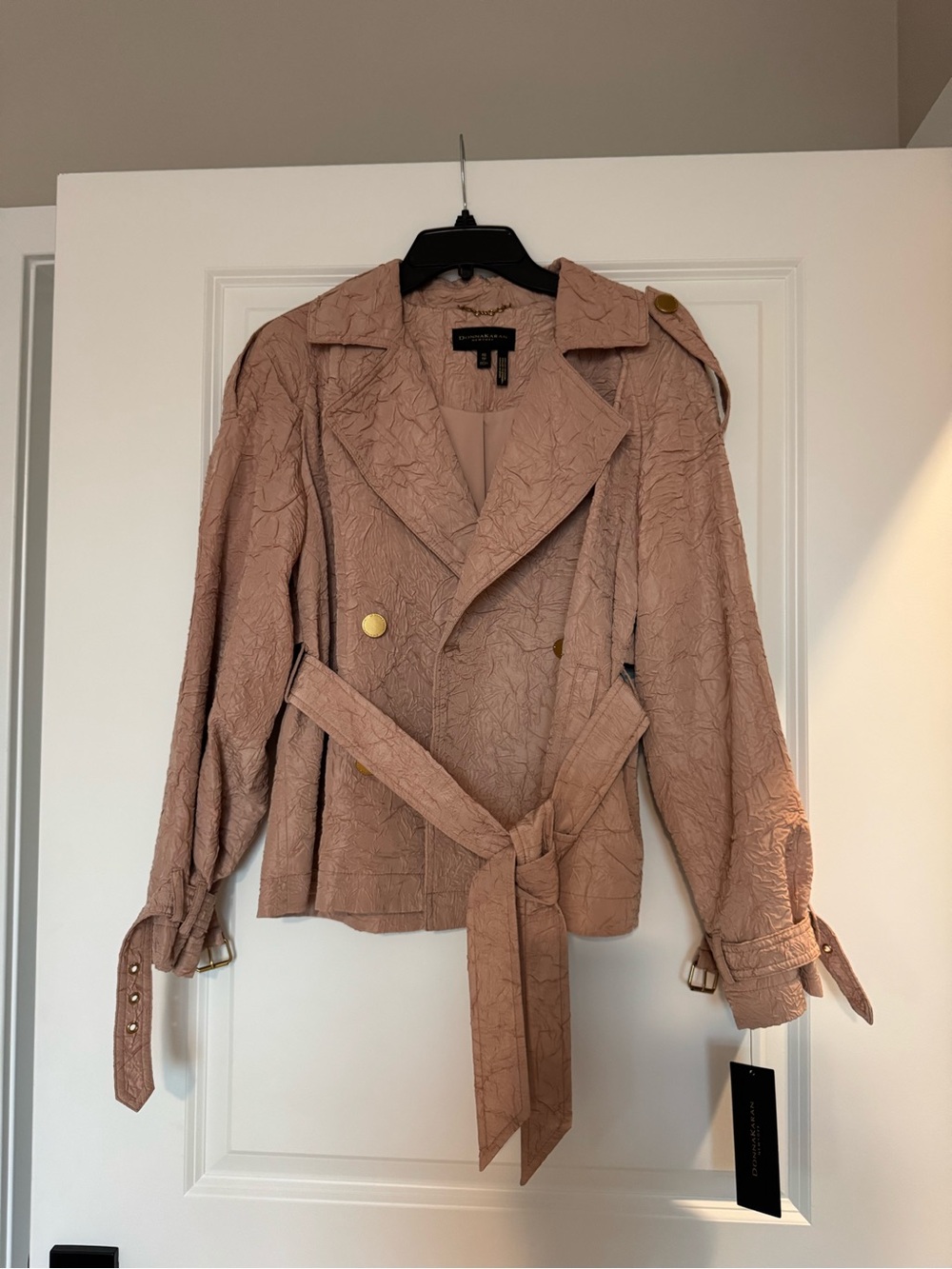 Donna Karan Textured Belted Trench Coat - Dusty Rose
